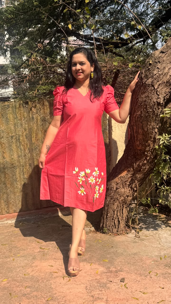 Peach Hand Painted Dress