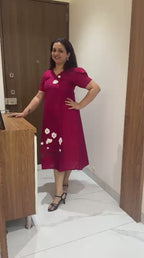 Red Pink Hand Painted Dress