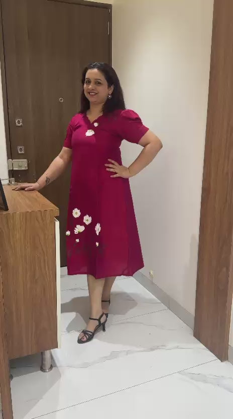 Red Pink Hand Painted Dress